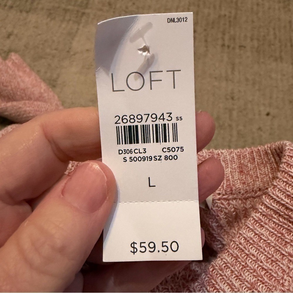 LOFT Pink Knit Sweater Womens Large Back Tie Long Sleeve Lightweight NWT - Picture 6 of 6